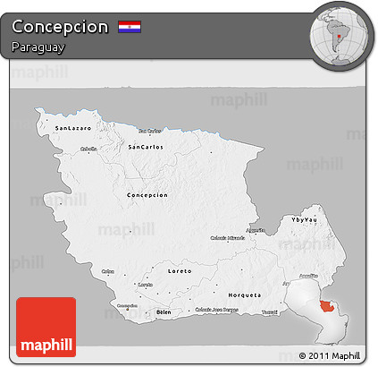 Gray 3D Map of Concepcion, single color outside
