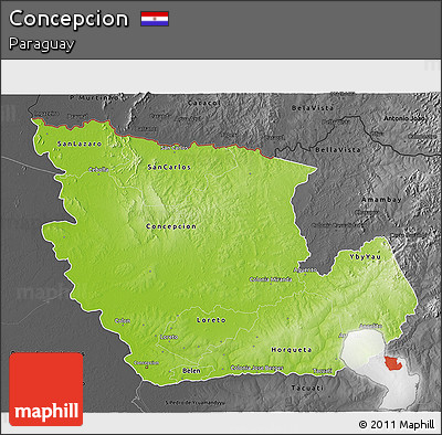 Physical 3D Map of Concepcion, darken, desaturated
