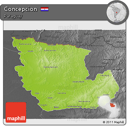 Physical 3D Map of Concepcion, darken, desaturated