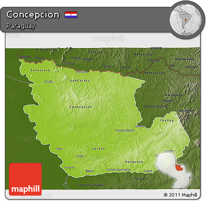 Physical 3D Map of Concepcion, darken
