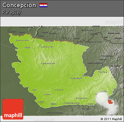 Physical 3D Map of Concepcion, darken, semi-desaturated