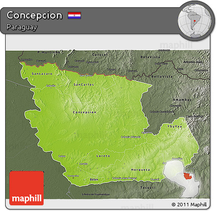 Physical 3D Map of Concepcion, darken, semi-desaturated