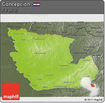 Physical 3D Map of Concepcion, darken, semi-desaturated