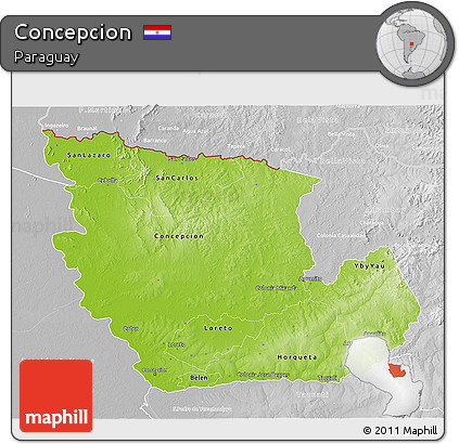 Physical 3D Map of Concepcion, lighten, desaturated