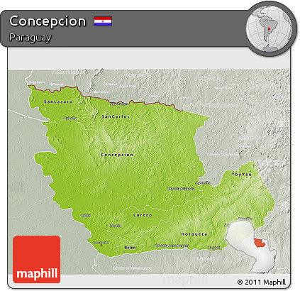 Physical 3D Map of Concepcion, lighten, semi-desaturated