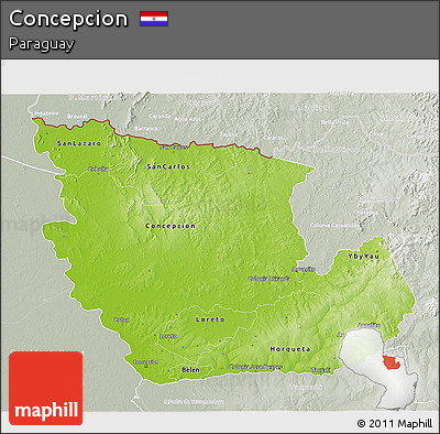 Physical 3D Map of Concepcion, lighten, semi-desaturated