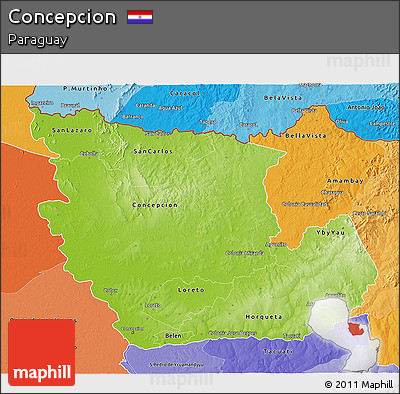 Physical 3D Map of Concepcion, political shades outside