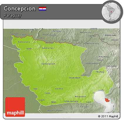 Physical 3D Map of Concepcion, semi-desaturated