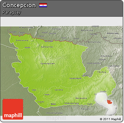 Physical 3D Map of Concepcion, semi-desaturated
