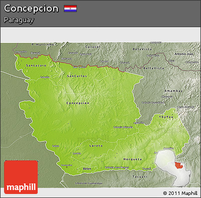 Physical 3D Map of Concepcion, semi-desaturated