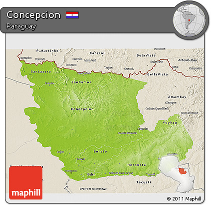 Physical 3D Map of Concepcion, shaded relief outside