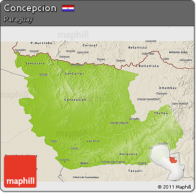 Physical 3D Map of Concepcion, shaded relief outside