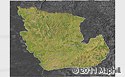 Satellite 3D Map of Concepcion, darken, desaturated