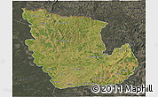 Satellite 3D Map of Concepcion, darken, semi-desaturated