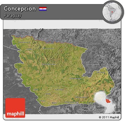 Satellite 3D Map of Concepcion, desaturated