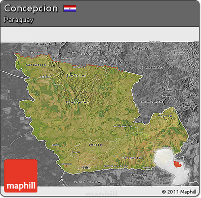 Satellite 3D Map of Concepcion, desaturated