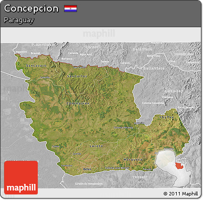 Satellite 3D Map of Concepcion, lighten, desaturated