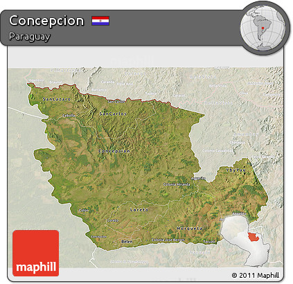 Satellite 3D Map of Concepcion, lighten