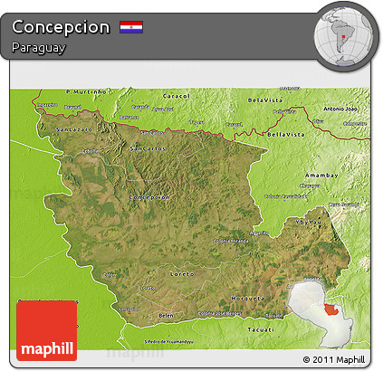 Satellite 3D Map of Concepcion, physical outside