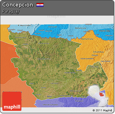 Satellite 3D Map of Concepcion, political shades outside