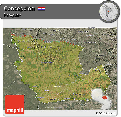 Satellite 3D Map of Concepcion, semi-desaturated