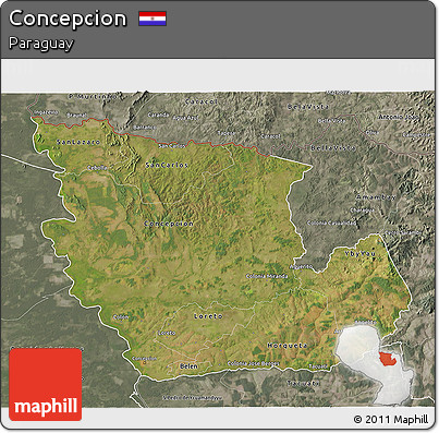 Satellite 3D Map of Concepcion, semi-desaturated