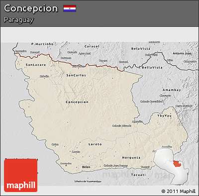 Shaded Relief 3D Map of Concepcion, desaturated