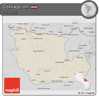 Shaded Relief 3D Map of Concepcion, desaturated