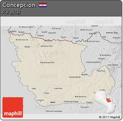 Shaded Relief 3D Map of Concepcion, desaturated