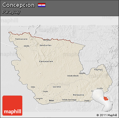 Shaded Relief 3D Map of Concepcion, lighten, desaturated