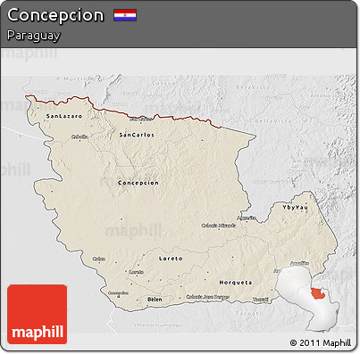 Shaded Relief 3D Map of Concepcion, lighten, desaturated
