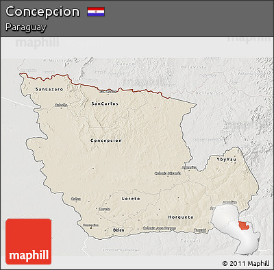 Shaded Relief 3D Map of Concepcion, lighten, semi-desaturated