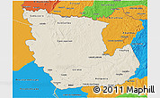 Shaded Relief 3D Map of Concepcion, political outside