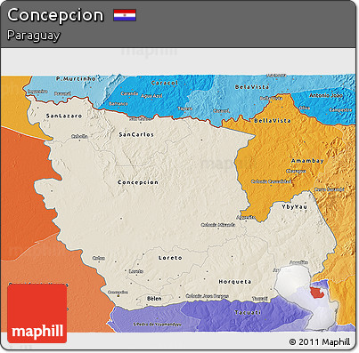 Shaded Relief 3D Map of Concepcion, political shades outside