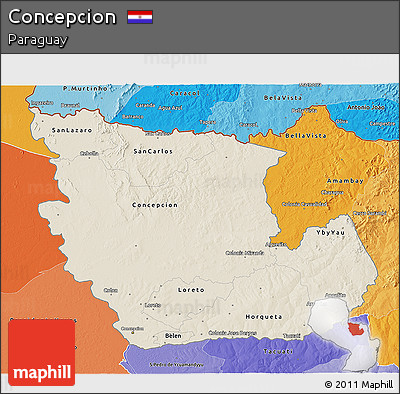 Shaded Relief 3D Map of Concepcion, political shades outside