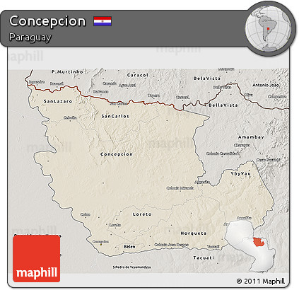 Shaded Relief 3D Map of Concepcion, semi-desaturated