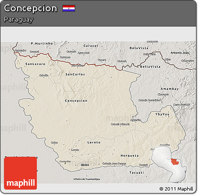 Shaded Relief 3D Map of Concepcion, semi-desaturated