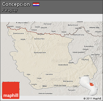 Shaded Relief 3D Map of Concepcion, semi-desaturated