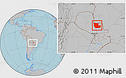 Gray Location Map of Concepcion, within the entire country, hill shading