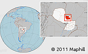 Gray Location Map of Concepcion, highlighted country, within the entire country, hill shading