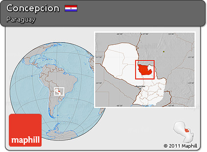 Gray Location Map of Concepcion, highlighted country, hill shading