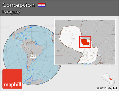 Gray Location Map of Concepcion, highlighted country, hill shading