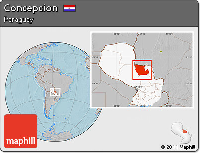 Gray Location Map of Concepcion, highlighted country, hill shading