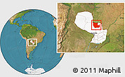 Satellite Location Map of Concepcion, highlighted country, within the entire country