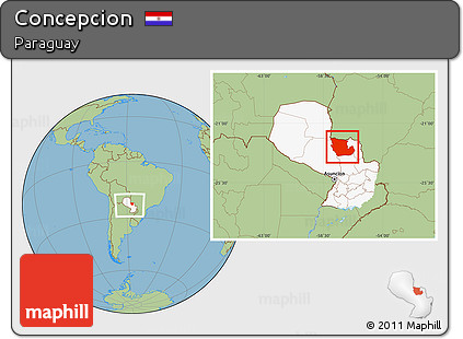 Savanna Style Location Map of Concepcion, highlighted country, within the entire country