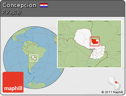 Savanna Style Location Map of Concepcion, highlighted country, within the entire country