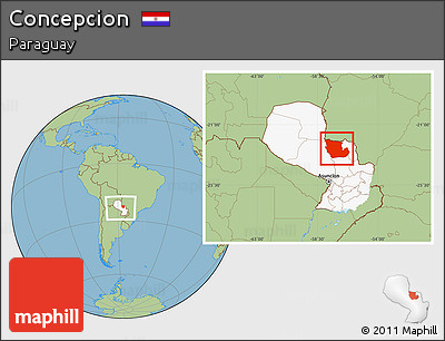 Savanna Style Location Map of Concepcion, highlighted country, within the entire country