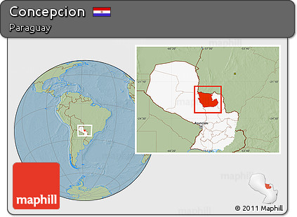 Savanna Style Location Map of Concepcion, highlighted country, hill shading