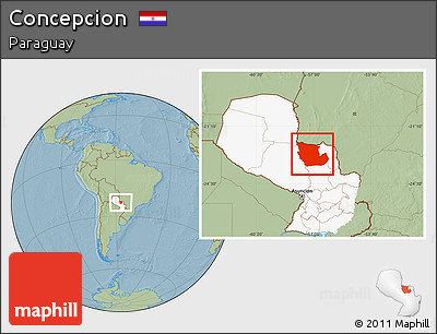 Savanna Style Location Map of Concepcion, highlighted country, hill shading