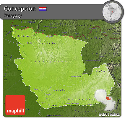 Physical Map of Concepcion, darken